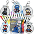 5 Stamped Superhero Cross Stitch Beginner Projects for Kids Needlepoint Starter kit Sewing Set for Backpack Charms…
