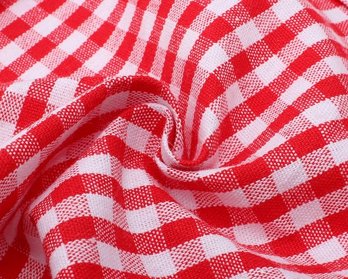 Jennice House Kids Aprons - Children's Artists Pure Cotton Gingham Apron With Pocket and Adjustable Neck Strap, Painting and Baby Chef Party Apron (Red, S)