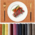 KXN Placemats Set of 4, Dual-Layer Thickened Faux Linen Table Mats, Heat Resistant & Wrinkle-Free, Machine Washable Cloth Place Mats for Kitchen Dining Indoor Outdoor (Orange)