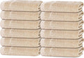 Tens Towels Pack of 12 Washcloths, 12 x 12 Inches, Lighter Weight, Quick to Dry, Super Soft & Absorbent, Gentle Face Towels, Hotel Quality, Perfect for Bathroom, Gym, Spa (Beige, 12 Pack)