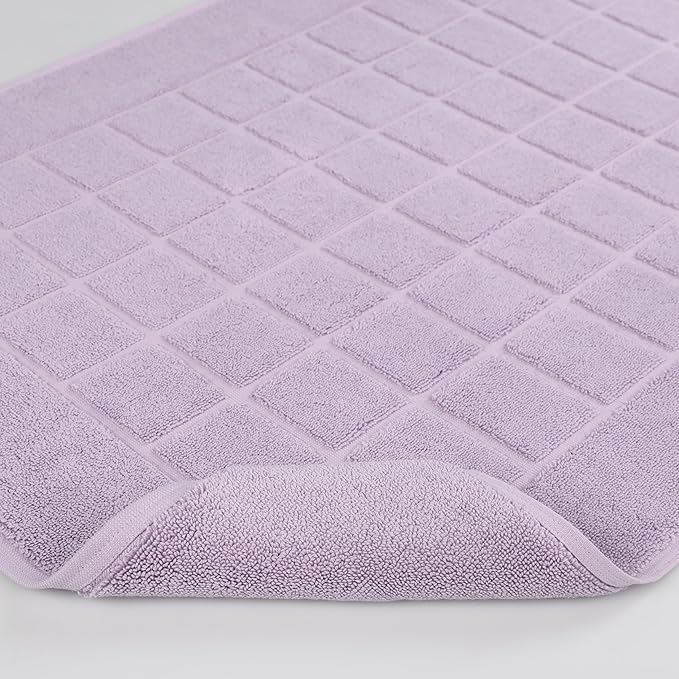 Superior 100% Cotton Bathmat Set, Bath Mats, Bathroom Decor, Shower, Bathtub Essentials, Home Accessories, Small Washable Rug, No Backing, Heavyweight, Nora Collection, Set of 2, 22" x 35", Purple