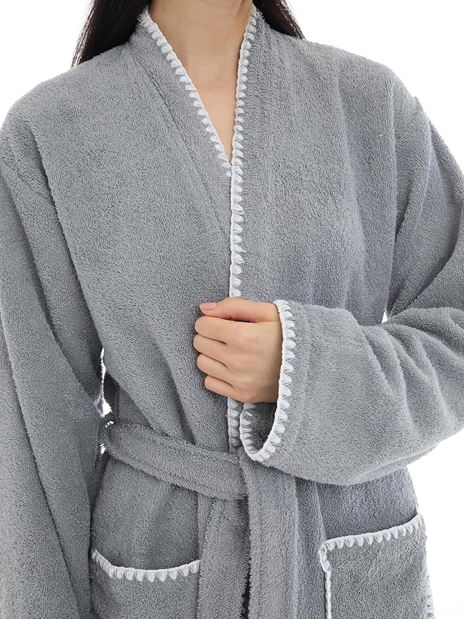 Seritaine Robes for Women, 100% Turkish Cotton Womens Robe, Luxury, Terry Cloth Long Spa Bathrobe