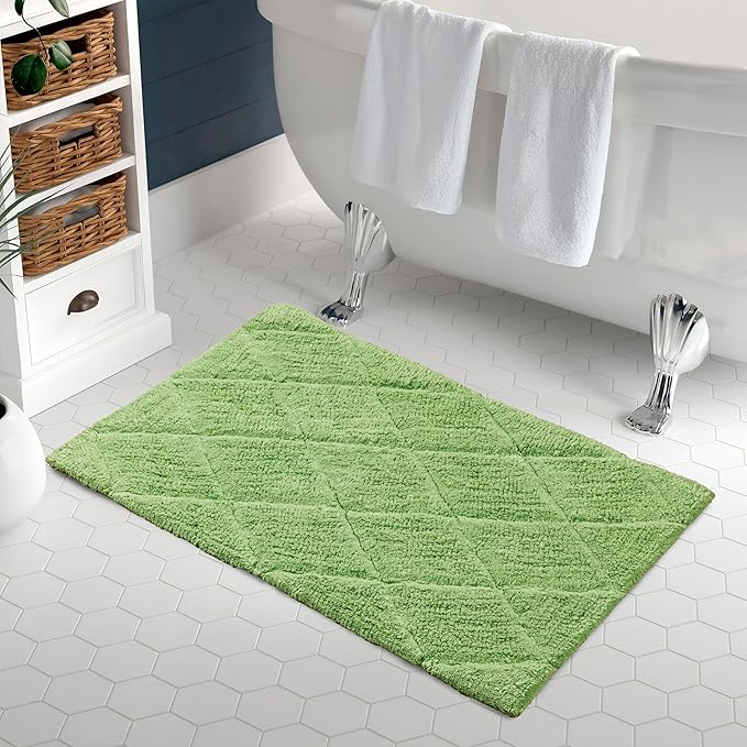 C23 Luxury 2200 GSM Heavyweight Bath Mat | 100% Tufted Cotton | 20"x32" Sage Green Thick & Plush Bathroom Rug | Ultra-Absorbent, Quick Dry, Anti-Slip Natural Latex Back, Machine Washable, 1 Piece