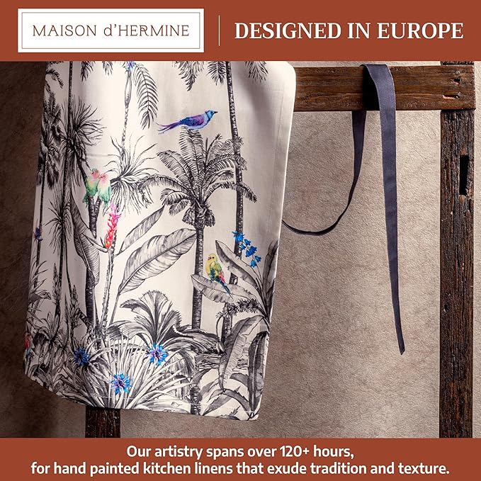 Maison d' Hermine 100% Cotton Apron for women with Pocket Kitchen Chef Apron for Men Cooking Gardening Server Waitress