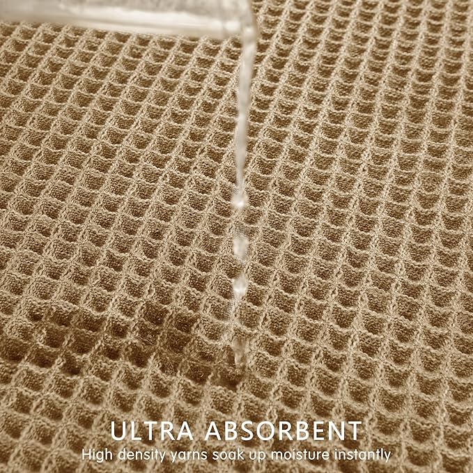 SUBRTEX Waffle Braided Bath Mat, 24" x 36" Soft Waffle Bath Rugs, Absorbent Non Slip Bathrooom Mats, Machine Washable Area Rug for Bathroom, Quick Dry, Khaki
