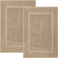 RIVERSIDE Bath Mat Set of 2 - Tan Bath Mats 21x34 Inches, Not a Bathroom Rug, 100% Ring Spun Cotton, Super Soft & Highly Absorbent Bathroom Floor Mats