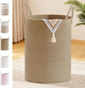 SunNewt Tall Laundry Basket with Handles, 100L Portable Dirty Clothes Hamper, Boho Cotton Rope Storage Bin for Blankets Kids Toys Gifts, Extra Large Organizer for Baby Nursery Bedroom Bathroom, Jute