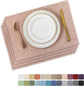 Home Brilliant Valentines Placemats Set of 4 Heat Resistant Dining Table Place Mats for Kitchen Table Party Dinner Decorations, 13 x 19 inches, Apricot Pink