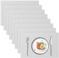 Blue Forest | Rectangular Faux Linen Placemats Set of 8 | Dual- Layered Thickened for Durability | Heat Resistant | Machine Washable | Wrinkle Free for Easy Care Indoor/Outdoor Use - Cream Beige
