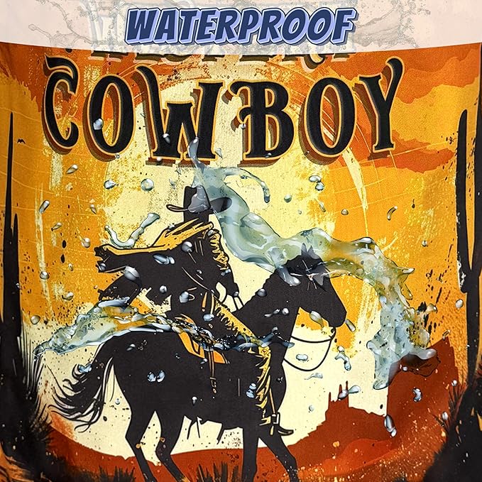 Western Cowboy Laundry Basket Oxford Cloth Desert Riding Laundry Hamper With Handle Portable Clothes Storage Basket Foldable Funny Laundry Bag 18.9"x16.5" For Laundry Room/Bedroom/Bathrooms
