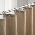 Lameirose Shower Curtain and Liner Set, 3 in 1 Waffle Shower Curtain Set with 12 Double Sided Shower Curtain Hooks, Fabric Shower Curtains for Bathroom, Beige, 72 x 72