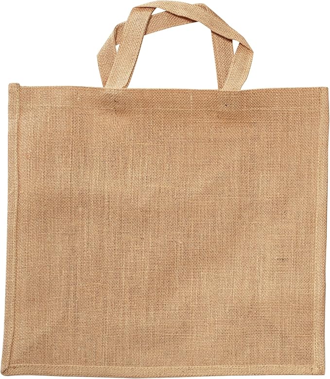 DISCOUNT PROMOS Custom Large Jute Tote Bags Set of 1, Personalized Text logo and Picture - Sturdy, Recyclable, Reusable, Simple - Natural