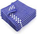 Fecido Classic Dark Kitchen Dish Towels with Hanging Loop - Heavy Duty Absorbent Dish Clothes - European Made 100% Cotton Tea Towels - Set of 4, Blue