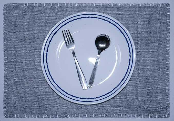 Cloths Chambray Placemats for Dining Table Set of 4, Heat Resistant Washable 100% Cotton Table Mats, Modern Place Mats for Dining Table Decor, 13" x 19", Blue
