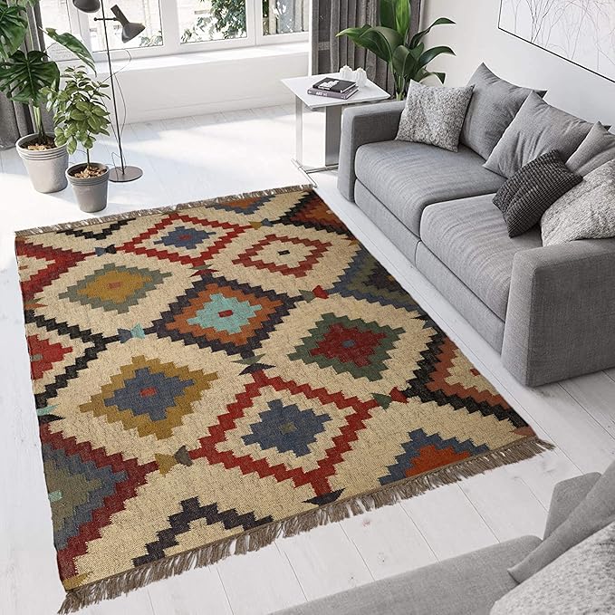 Klim Wool Jute Rug – Handwoven Elegance and Durability (Design 4)