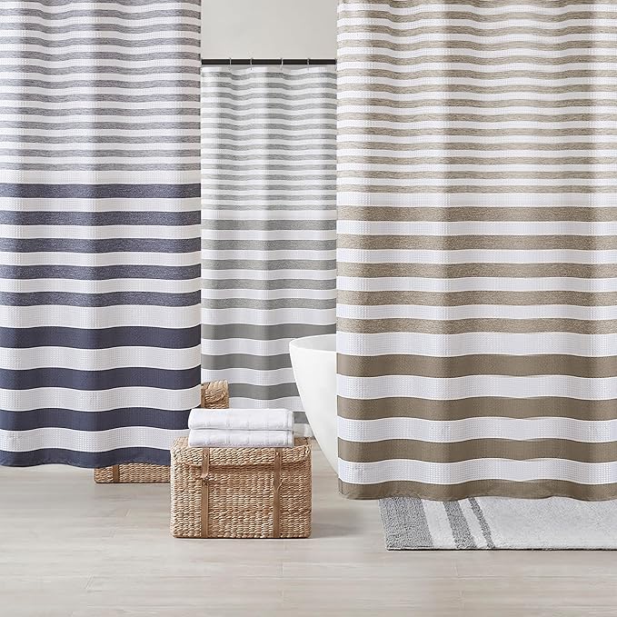 Madison Park Shower Curtain Spa Waffle Weave Wide Shower Curtain for Bathroom 3M Scotchgard Moisture Management, Spa Quality Modern Shower Curtains for Bathroom, Extra Width: 108"x72" Blue Ombre