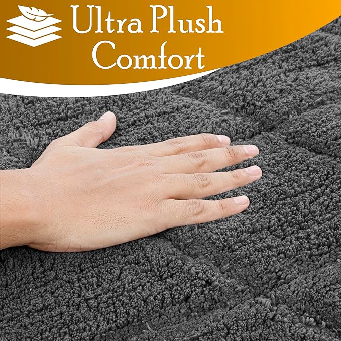 C23 Luxury 2200 GSM Heavyweight Bath Mat | 100% Tufted Cotton | 20"x32" Gray Yellow Thick & Plush Bathroom Rug | Ultra-Absorbent, Quick Dry, Anti-Slip Natural Latex Back, Machine Washable, 1 Piece