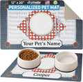 Drymate Personalized Pet Bowl Placemat, Custom Dog & Cat Food Feeding Mat - Absorbent Fabric, Waterproof Backing - Machine Washable/Durable (USA Made) (12" x 20") (Dinner Plate)