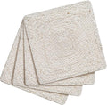 Hausattire Jute Braided Placemats 14x14 Inches Set of 4 Reversible Handwoven Boho Vintage Placemats for Kitchen Dining Tables|BBQ's Thanksgiving Decor Weddings Indoor & Outdoor Parties|Off-White