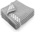 Fecido Classic Dark Kitchen Dish Towels with Hanging Loop - Heavy Duty Absorbent Dish Clothes - European Made 100% Cotton Tea Towels - Set of 4, Silver Gray