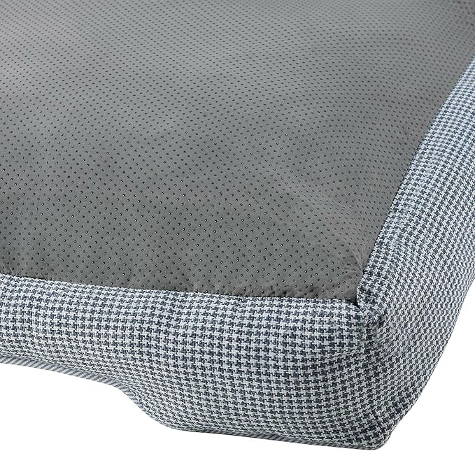 Sam's Pets Arlo Orthopedic Blue Plaid Dog Bed with Soft Fabric, Easy Cleaning, Non-Slip Grip, Modern Design, Medium
