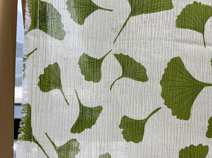 Linen Rayon Blend Fabric by The Linen Lab – Lightweight, Soft, Pre-Washed Material for Sewing, Clothing, Crafts & DIY (1 Yard pre Cut, Green Ginkgo with Subtle Wrinkle Effect)