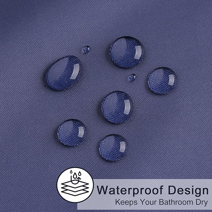 AooHome Standard 72x72 inch Shower Curtain Liner, Durable Polyester Solid Color Shower Curtain with Hooks, Weighted Hem, Waterproof, Navy Blue
