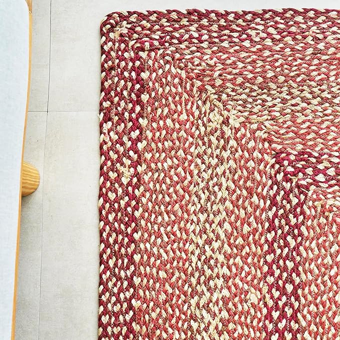 Traditional Jute Braided Rug, Rustic Country Décor for Kitchen, Living Room, Dining Room, Bedroom, Bloom, 9'X12'