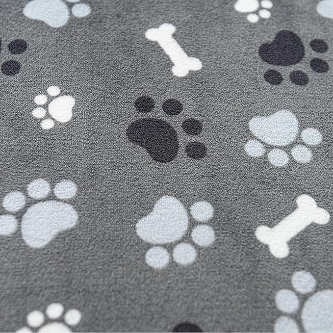 AIWEK Dog Blanket Paw Bone Pattern 1 Pack 2 Super Soft Warm Flannel Sofa Cover Car Bed Protector, Urine Proof Washable Outdoor Pet Blanket for Puppy Large Dogs & Cats,40"*30" Grey