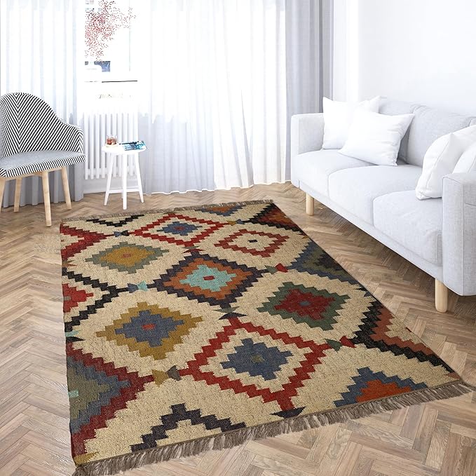 Klim Wool Jute Rug – Handwoven Elegance and Durability (Design 4)
