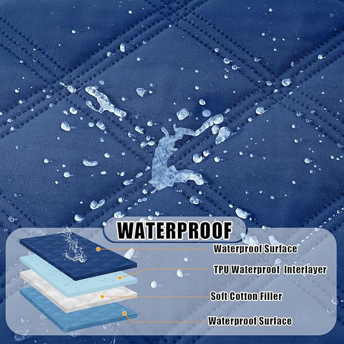 Smiry Waterproof Dog Bed Cover Blanket 82x102, Soft Reversible Pet Blanket, Washable Leakproof Cats Dogs Couch Cover for Sofa, Couch, Furniture, Lattice, Navy/Blue