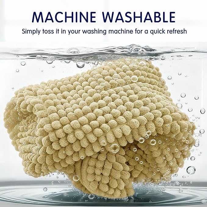 SUBRTEX Bathroom Rugs Chenille Bath Rug, Soft Short Plush Bath Mat, Water Absorbent Shower Mat, Quick Dry Machine Washable(Yellow, 24" x 60")