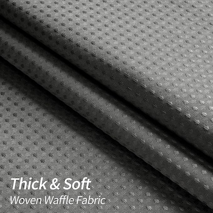 MitoVilla Extra Long Shower Curtain 72 x 84, Grey 84 inch XL Waffle Fabric Shower Curtains for Modern Luxury Bathroom Decor, Waffle Weave Textured Weighted Shower Curtain 84 inch, Charcoal Grey