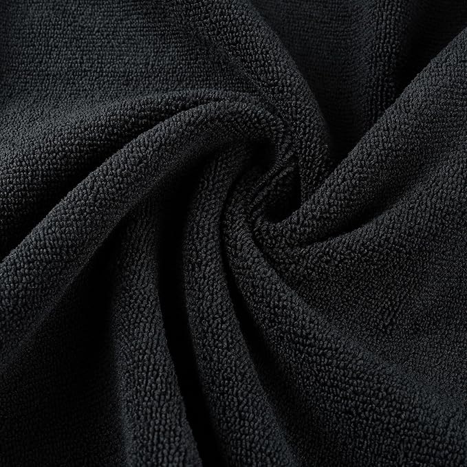 MICROFI New Microfiber Hair Drying Salon Towels, Quick Dry, Lint Free, 2 Pack (Black)