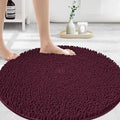 MAYSHINE Round Area Rug Set for Bathroom | Soft Plush Chenille Bath Mat, Water Absorbent Non-Slip Bathroom Rug | Washable Shag Carpet for Shower, Bedroom, or Home Décor | 36"x36" Round | Burgundy