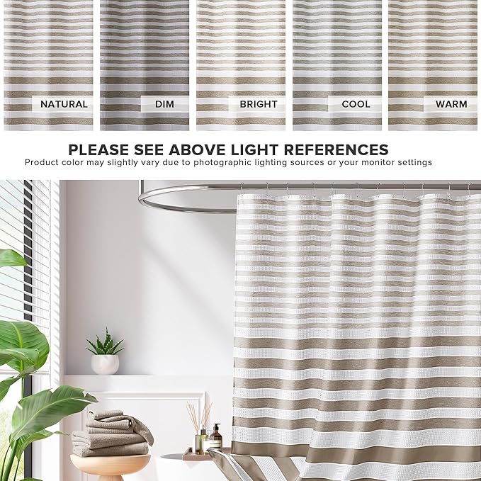 Madison Park Shower Curtain Spa Waffle Weave Stall Shower Curtain for Bathroom 3M Scotchgard Moisture Management, Spa Quality Modern Shower Curtains for Bathroom, Stall 36x72'' Taupe Ombre