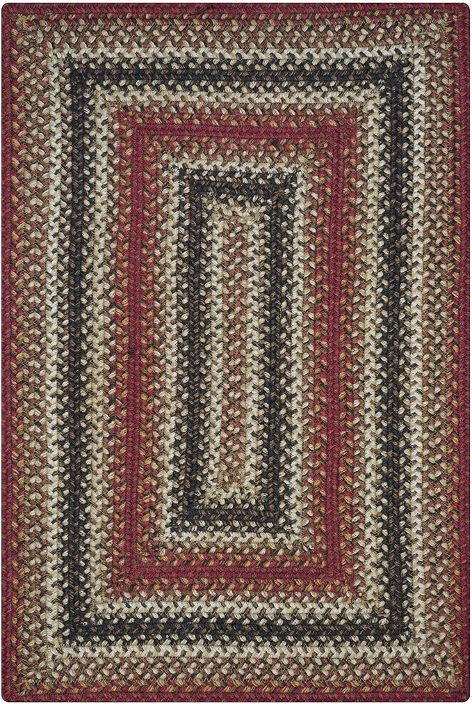 Homespice Chester Black and Red Braided Rugs 20x30 - Lodge and Cabin Style Jute Kitchen Rug