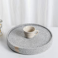 Art PineCone's Woven Cotton Rope Round Placemats Set of 4 with Holder Included, Non-Slip, and Heat Resistant Shabby Chic Placemats (Heather Gray, 13 inch)