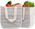 Reusable Cotton Grocery Tote Bags - 2 Pack, 100% Cotton, Washable, Environment-friendly, Sturdy, Convenient to Carry with Handles, Multipurpose Cotton Grocery Shopping Bags - Canvas Picnic Tote