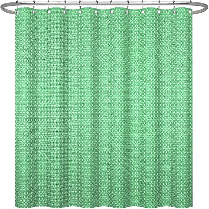 ggaimwf 60x72 Inch Solid Color Shower Curtain for Bathroom Waffle Bath Water Resistant Fabric Curtains Pistachio Green Modern Thick Shower Stall Curtain with Metal Hooks