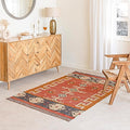 Jute Traditional Kilim Rug Boho Flatweave Area Rug for Living Room, Living Room Entryway, Tribal Series, 6'x9'