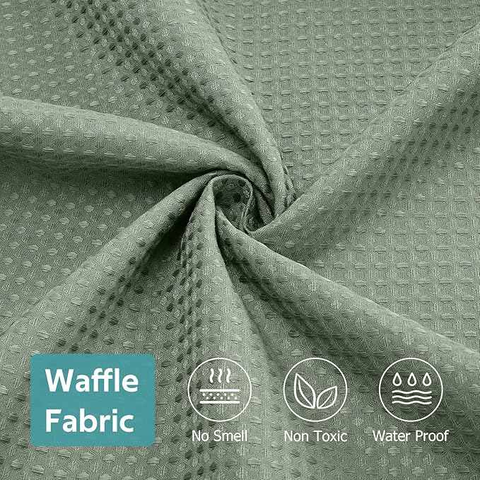 Vipfree 3 in 1 Shower Curtain Set, Waffle Shower Curtain and Liner Set with 6 Double Sided Shower Curtain Hooks, 258GSM Luxury Weighted Cloth Shower Curtains for Bathroom, 36 W x 72 H, Sage Green