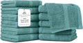 Villa Celestia 100% Cotton Wash Cloth for face & Body Set of 12, (12 x 12 inches) Sustainable, Soft, Highly Absorbent, Combed Cotton Wash Cloths Pack of 12 for Hotels, Spa, Bathroom, Dorm, Teal
