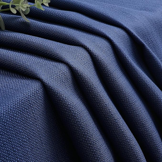 Lecloud Bessie Blue Kitchen Curtains 24 Inch Length 2 Panels, Light Filtering Faux Linen Cafe Short Curtains, Tiers Curtain with Dual Rod Pocket for Laundry Room Bathroom, Each 30 W x 24 L