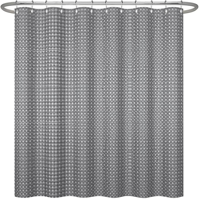 ggaimwf 72x72 Inch Solid Color Shower Curtain for Bathroom Waffle Bath Water Resistant Fabric Curtains Gray Modern Thick Shower Stall Curtain with Metal Hooks