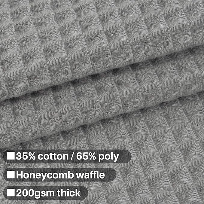 Barossa Design Long Shower Curtain 78" Height - Honeycomb Waffle Weave & Cotton Blend, Hotel Luxury & Spa, Heavy Weight Fabric, Washable - Lake Wanaka Gray, 72x78