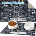 Drymate Personalized Pet Bowl Placemat, Custom Dog & Cat Food Feeding Mat - Absorbent Fabric, Waterproof Backing - Machine Washable/Durable (USA Made) (12" x 20") (Cross Bones - Black)