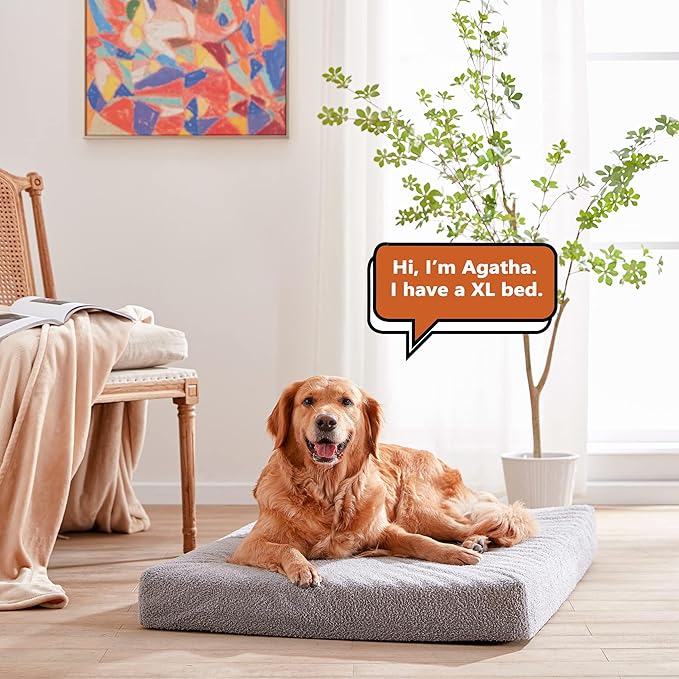 WATANIYA PET Cooling Dog Beds for Large Dogs, Memory Foam Pet Bed with Waterproof Liner and Cooling Gel Mattress, Comfy Dog Crate Mat Fits up to 60 lbs Pets