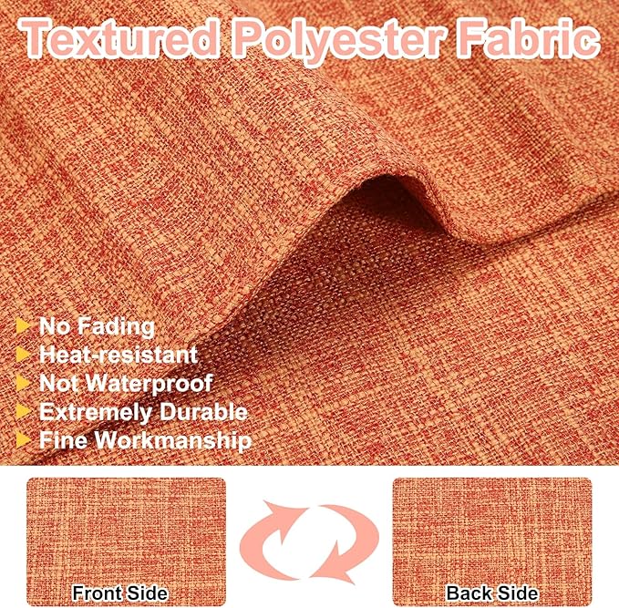 HARFINGTON 4pcs Linen Fabric Placemats 12" x 18" Polyester Rectangle Place Mats Machine Washable Heat Resistant Kitchen Table Mats for Outdoor Indoor Party Family Holiday, Orange