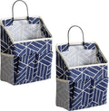 HZZTY BRNY 2pcs Wall Hanging Storage Bag, Small Door Closet Linen Fabric Pockets Organizer, Waterproof Multi Functional for Living Room Bedroom Bathroom Kitchen RV Camper with Hooks Pattern Navy